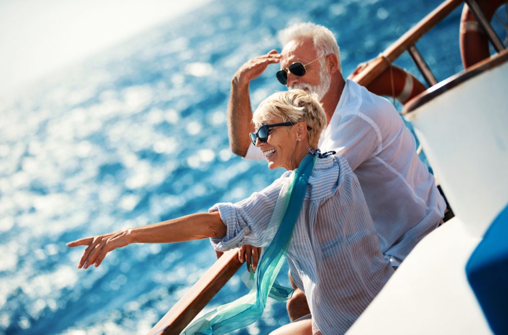 Senior couple on a sailing cruise - Blue Ribbon Travel